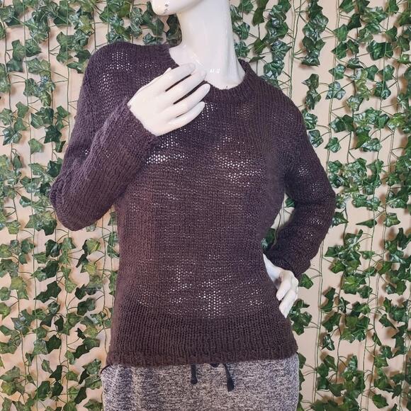 Ci Sono Women's Brown Knit Dropped Shoulders Long Sleeves Casual Boho Sweater - Picture 2 of 12